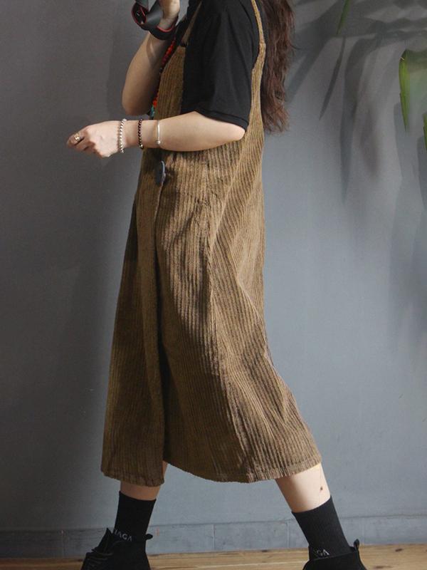 Autumn Winter Striped Velvet Suspender Dress