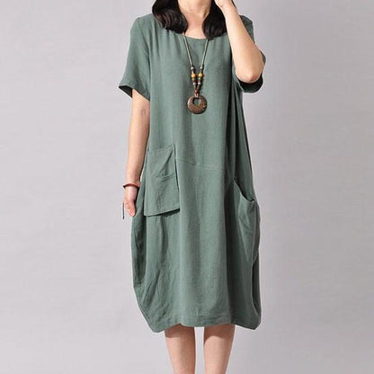 Women Cotton Linen Loose Dress