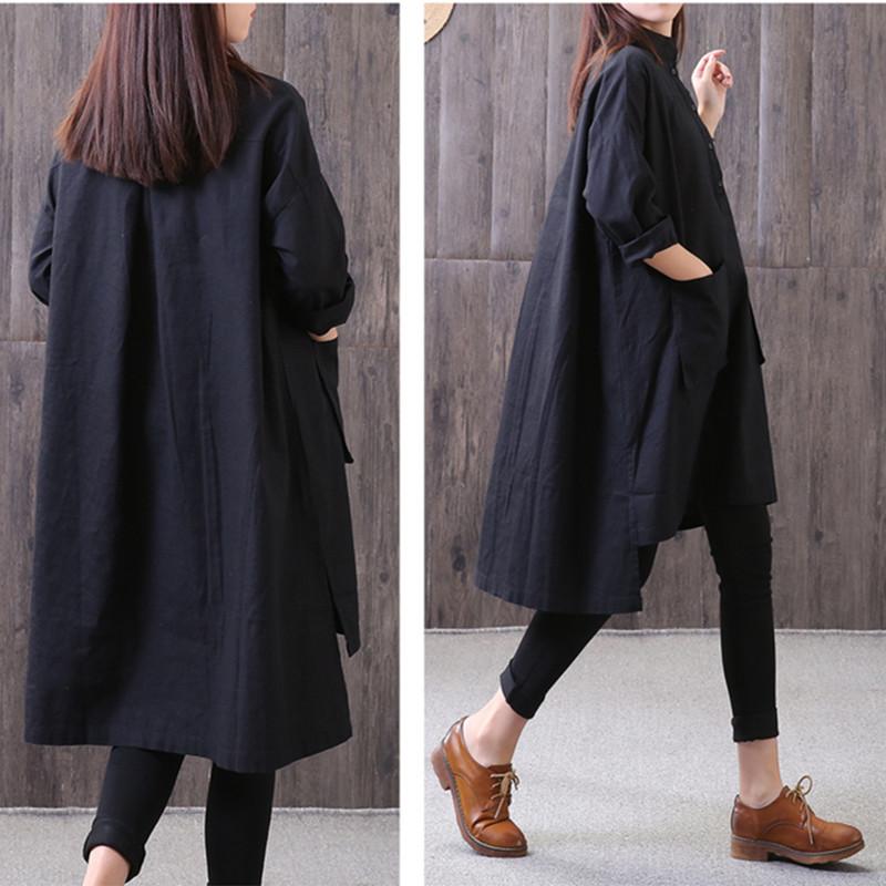 Loose Irregular Stand Collar Long Sleeve Black Shirt
