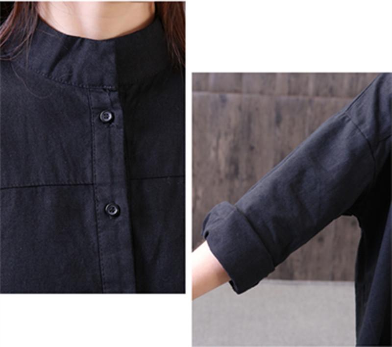 Loose Irregular Stand Collar Long Sleeve Black Shirt