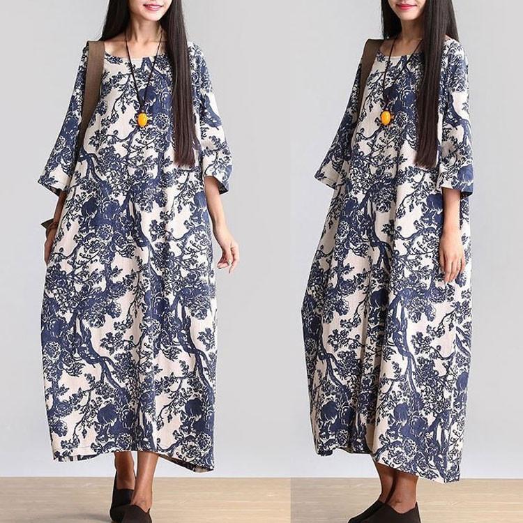 Cotton Linen Loose Fitting Long Maxi Dress Short Sleeve Summer Dresses