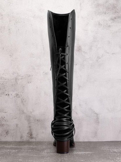 Chunky Tassels Bandage Knee High Boots