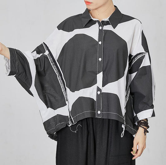 Back Folded Design Drawstring Casual Blouse