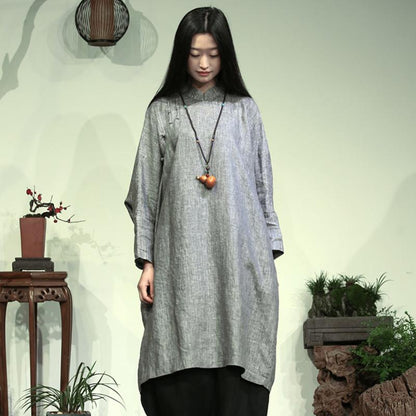Bat Sleeve Retro Loose Solid Color Dress