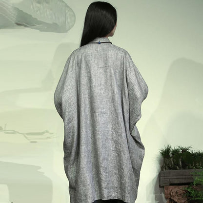 Bat Sleeve Retro Loose Solid Color Dress
