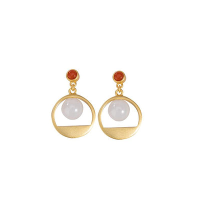 Beautiful Delicate White Jade Beads Earrings