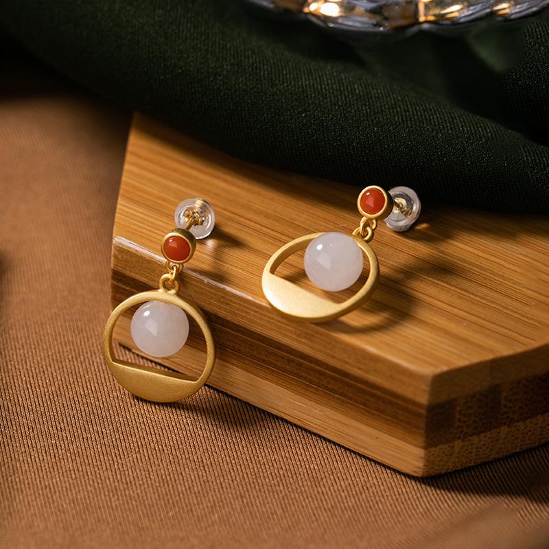 Beautiful Delicate White Jade Beads Earrings