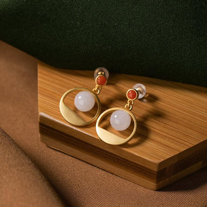 Beautiful Delicate White Jade Beads Earrings