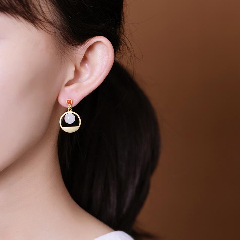 Beautiful Delicate White Jade Beads Earrings