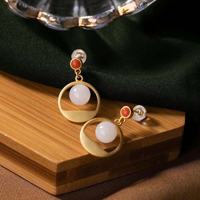 Beautiful Delicate White Jade Beads Earrings