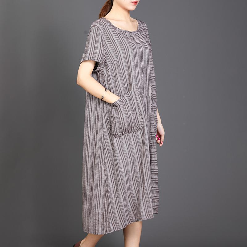 Big Pocket Striped Casual Loose Dress
