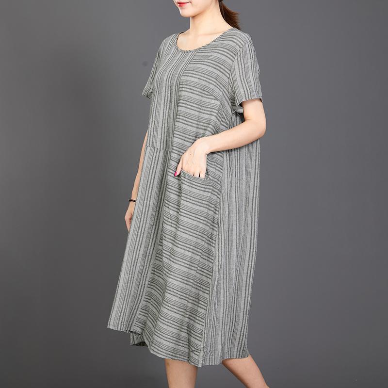Big Pocket Striped Casual Loose Dress