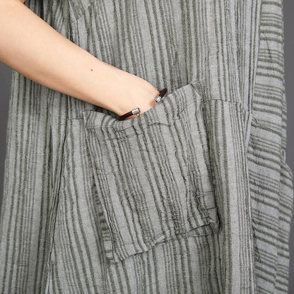 Big Pocket Striped Casual Loose Dress