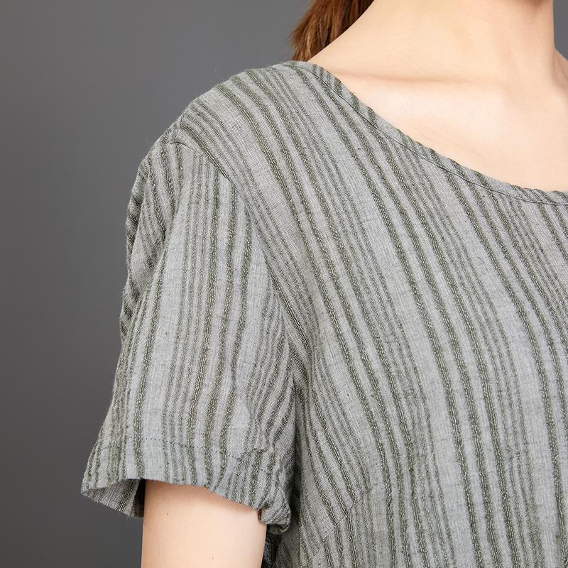 Big Pocket Striped Casual Loose Dress