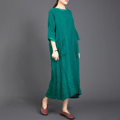 Big Pockets Casual Round Collar Loose Dress