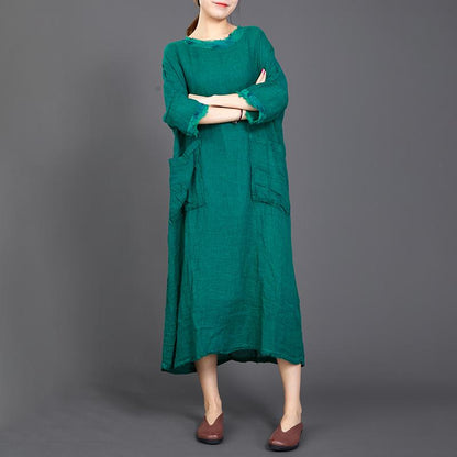 Big Pockets Casual Round Collar Loose Dress