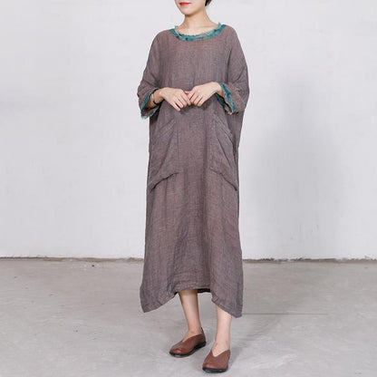 Big Pockets Casual Round Collar Loose Dress