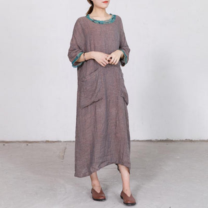 Big Pockets Casual Round Collar Loose Dress