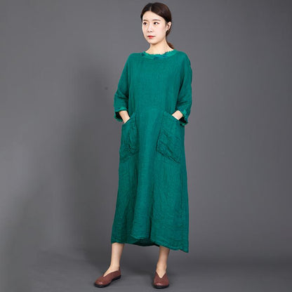 Big Pockets Casual Round Collar Loose Dress