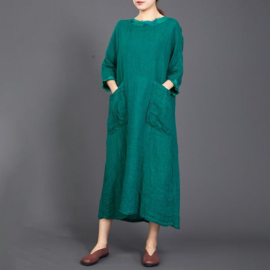 Big Pockets Casual Round Collar Loose Dress