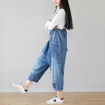 Big Pockets Frayed Buttons Casual Jumpsuit