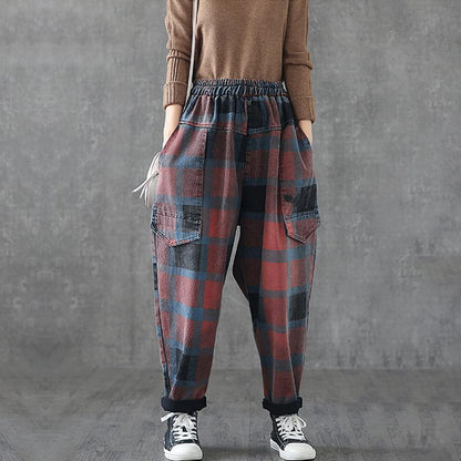Big Pockets Loose Printed Casual Harem Jeans