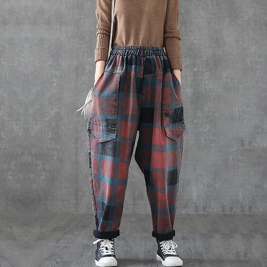 Big Pockets Loose Printed Casual Harem Jeans