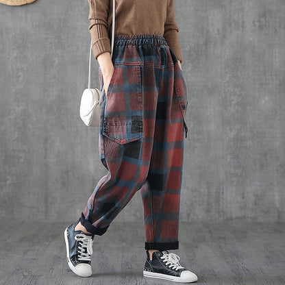 Big Pockets Loose Printed Casual Harem Jeans