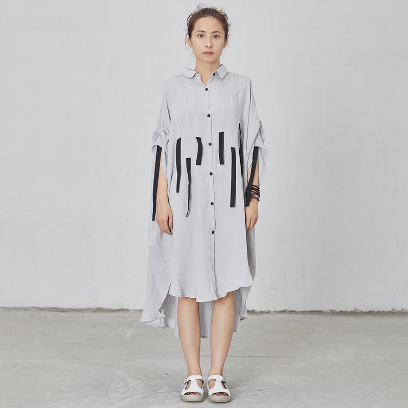 Black Lacing Design Loose Shirt Dress
