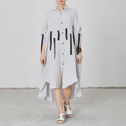 Black Lacing Design Loose Shirt Dress