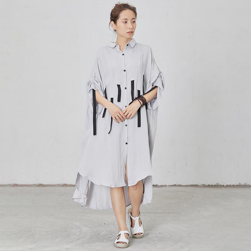 Black Lacing Design Loose Shirt Dress
