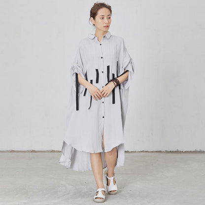 Black Lacing Design Loose Shirt Dress