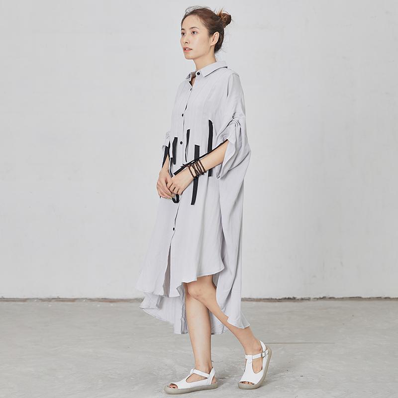 Black Lacing Design Loose Shirt Dress