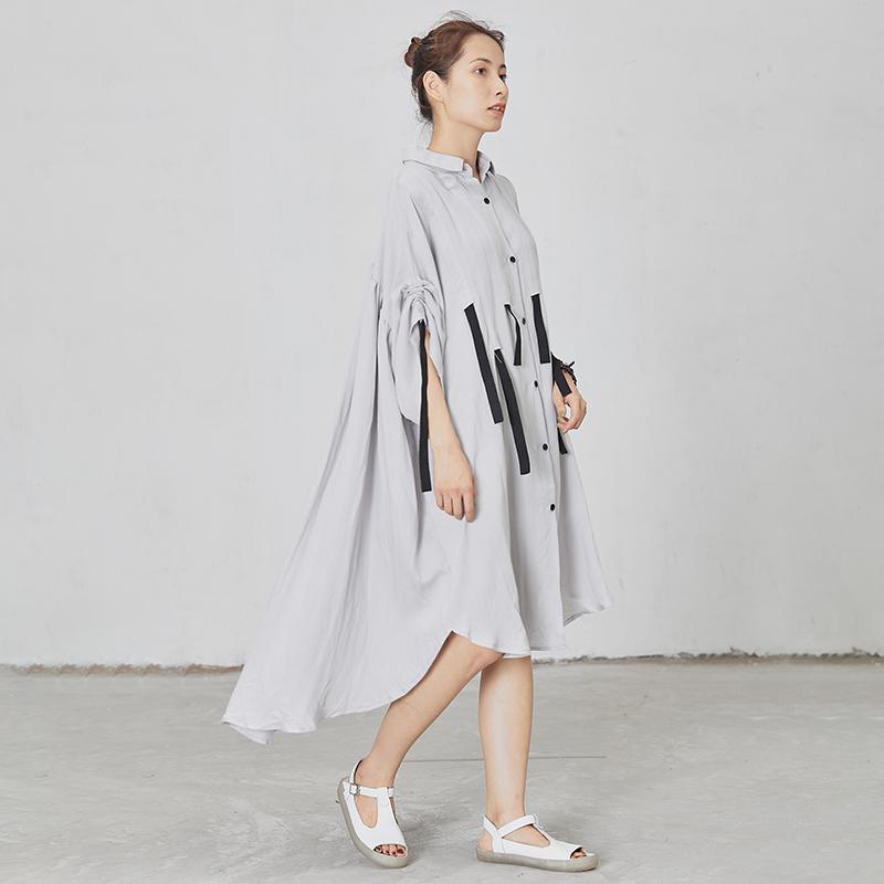 Black Lacing Design Loose Shirt Dress