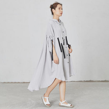 Black Lacing Design Loose Shirt Dress