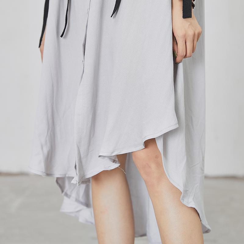 Black Lacing Design Loose Shirt Dress