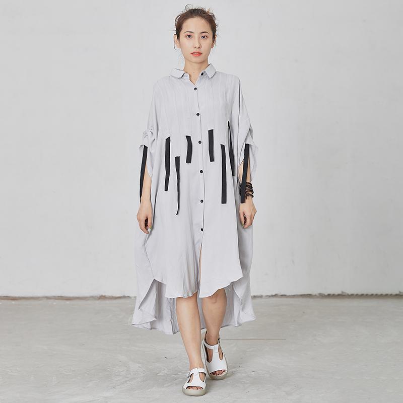 Black Lacing Design Loose Shirt Dress