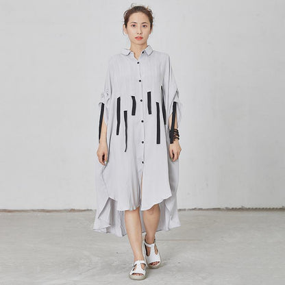 Black Lacing Design Loose Shirt Dress