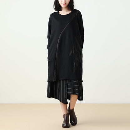 Loose Casual Irregualr Stripe Asymmetric Skirt