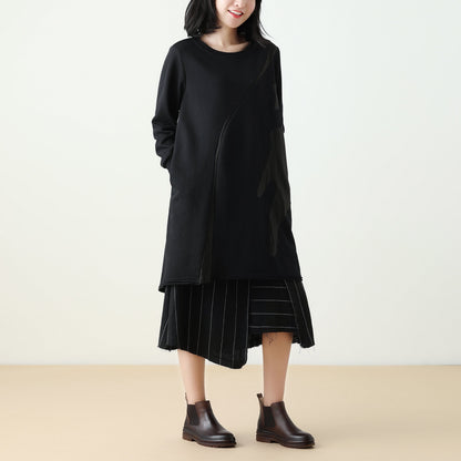 Loose Casual Irregualr Stripe Asymmetric Skirt
