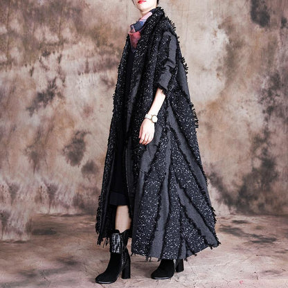 Buykud Burr Stripe Casual Retro Loose Trench Coat