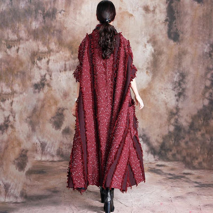 Buykud Burr Stripe Casual Retro Loose Trench Coat
