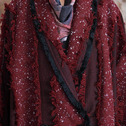 Buykud Burr Stripe Casual Retro Loose Trench Coat