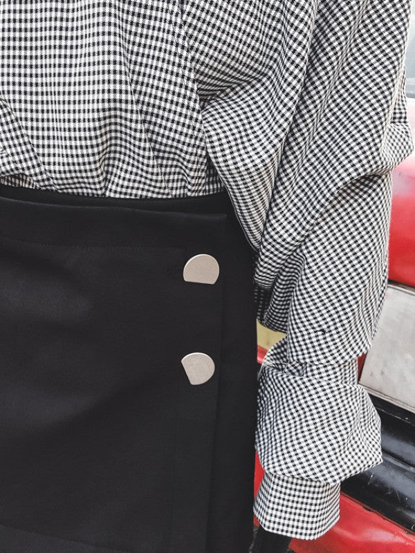 Casual Cropped V-neck Plaid Blouses&Skirt Suits