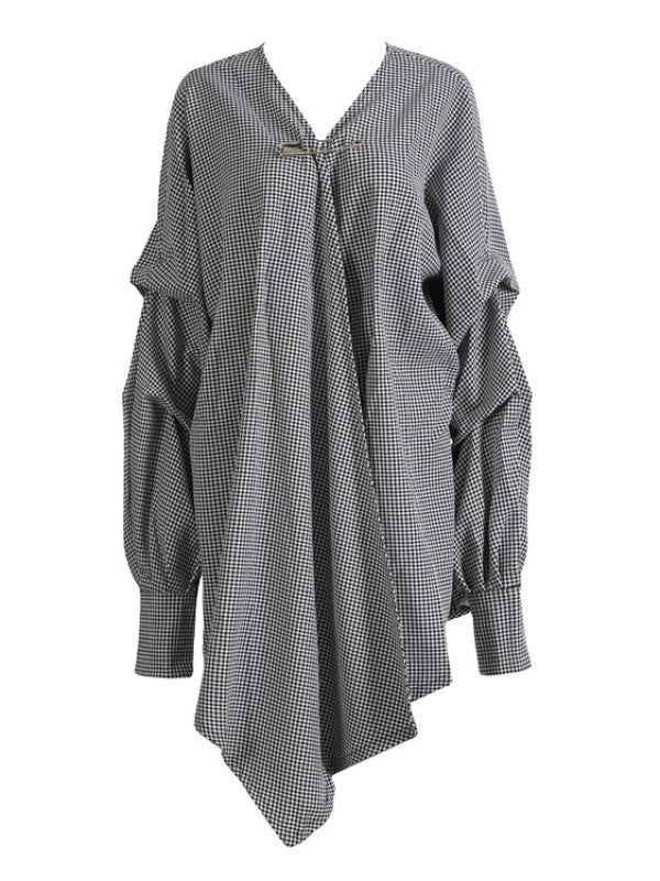 Casual Cropped V-neck Plaid Blouses&Skirt Suits