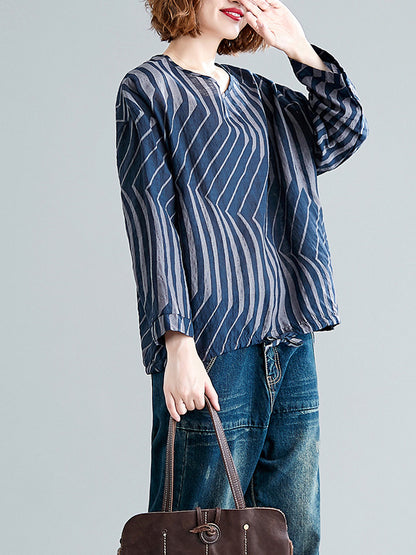 CASUAL RAMIE COTTON DRAWSTRING LINE SHIRT