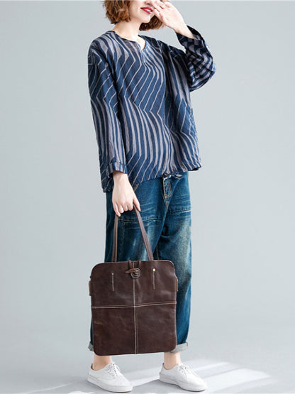 CASUAL RAMIE COTTON DRAWSTRING LINE SHIRT