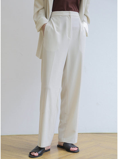 CASUAL SOLID EMPIRE WIDE LEG PANTS