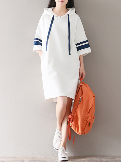 CASUAL SPLIT-JOINT HOODIE SWEATSHIRT DRESS
