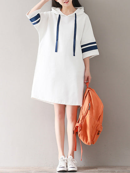 CASUAL SPLIT-JOINT HOODIE SWEATSHIRT DRESS